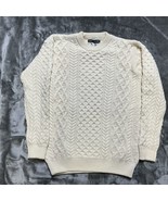Ireland’sEye IRISH Chunky Ivory Cable Sweater WOOL Size L Chunky &amp; Thick... - $1,050.31 MXN