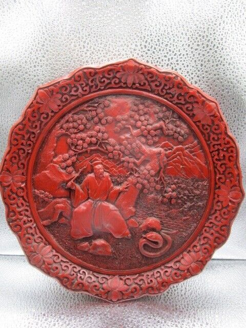 Primary image for Chinese cinnabar plate "the prince and the phyton" plate ltd edition, numbered