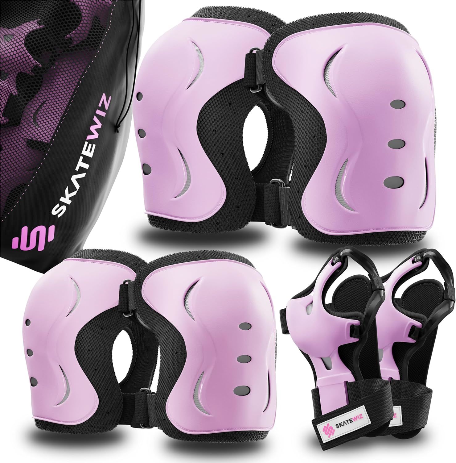 Skatewiz Kids Knee Pads And Elbow Pads Set &amp; Wrist Guards For Roller Ska... - $44.96