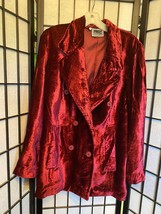 EUC Vintage Luisa Spagnoli Maroon Crushed Velvet Blazer Size Small - $57.42