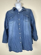 Torrid Womens Plus Size 3 (3X) Blue Chambray Button Up Shirt Long Sleeve - £13.71 GBP