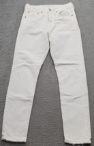 Levi&#39;s Premium Jeans Womens White Denim Solid Flat Front Straight Leg Button Fly - $20.29