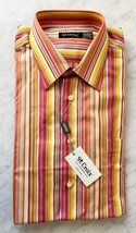 St Croix Mango Yellow Orange Striped Long Sleeve Cotton Dress Shirt - Me... - $75.95