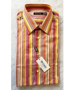 St Croix Mango Yellow Orange Striped Long Sleeve Cotton Dress Shirt - Me... - $103.87 CAD