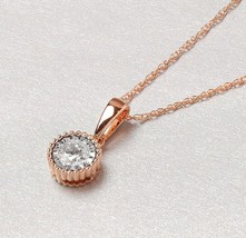 S925 Sterling Silver 0.15Ct TDW Diamond Solitaire Pendant Necklace - Pink Tone - £109.97 GBP