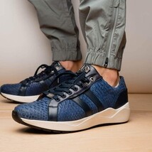 Hand-painted genuine Snake and calfskin Sneaker Shoes Verona Navy image 7