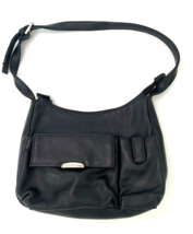 East 5th Black Leather Handbag Shoulder Bag Purse Silver Trim Pockets - £9.22 GBP