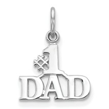 14K White Gold #1 Dad Charm Father Family Pendant Jewerly 17mm x 14mm - £40.52 GBP