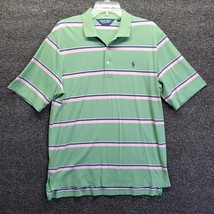 VTG Polo Golf Ralph Lauren Pnk/grn/white/Blue Striped Short Sleeve Men&#39;s Sz M - £20.44 GBP