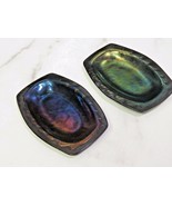 Pair Lynn Latimer Fused Glass Soap Dishes Coin Dresser Trays  Wave Desig... - £37.36 GBP