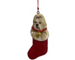 Midwest Shih Tzu In Flocked Red Stocking Christmas Dog Ornament nwt - $5.41