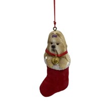 Midwest Shih Tzu In Flocked Red Stocking Christmas Dog Ornament nwt - £4.30 GBP