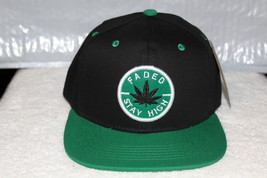 MARIJUANA LEAF FADED STAY HIGH CANNABIS FLAT BILL SNAPBACK BASEBALL CAP #3 - $12.87