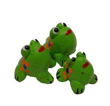 Handmade Frog Family Miniature Clay Figurines Set of 3 - £11.95 GBP