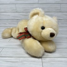 RBI Ron Banafato Bear Plush Golden Brown Floppy Stuffed Animal Plaid Bow Ribbon - £18.66 GBP