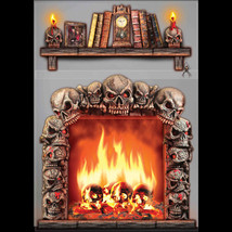 Gothic 4x5 Fireplace Skulls Wall Decoration Halloween Haunted House Scene Setter - $8.52
