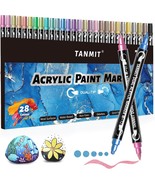 28 Metallic Colors Acrylic Paint Markers, Dual Tip Acrylic Paint Pens fo... - £18.92 GBP