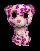 Ty Beanie Boo Glamour Leopard Cat Purple Plush Pink Glitter Eyes 6&quot; (inch) - £11.95 GBP