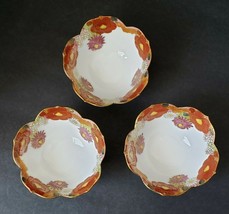 3-Vintage Asian Lotus Porcelain Rice Dessert Snack Bowls - £16.52 GBP