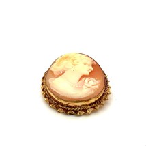 Vtg Signed 12k Gold Filled Danecraft Victorian Carved Shell Cameo Brooch Pendant - $54.45