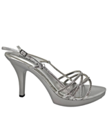Alisha Hill Kristin Platform 4&quot; High Heel Strappy Rhinestone Shoe Gold S... - $39.66 CAD