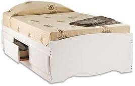 White Twin Mate&#39;S Platform Storage Bed With 3 Drawers From Prepac. - £263.73 GBP