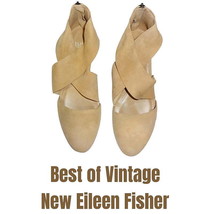 $195 NIB Eileen Fisher Platform Sandals 8 Beige Vintage Buoy CrissCross ... - £125.45 GBP