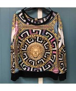 Blush Medusa Greek print soft stretchy long sleeve pullover oversized si... - $897.06 MXN