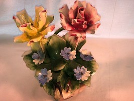 Capodimonte Basket of Flowers Roses AS IS  Chipped  SEE THE PICTURES - $29.99