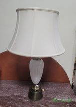 Vintage Brass Table Lamp MCM Hollywood Regency Frosted Globe - $137.75