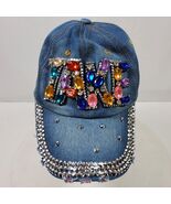 Vintage TAKE Distressed Bling Hat Cap w/ Rhinestones Beads Sequins One Size - $358.39 MXN
