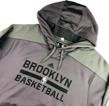 Brooklyn Nets NBA Men's Adidas Climawarm Hoodie Sweatshirt Gray  XL Extra Long - $31.04