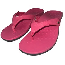 Vionic Sandals Womens 10 Pink Shiny Slip On Thong Flip Flops Orthaheel Carolyn - £62.47 GBP