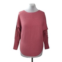 Vila Milano Sweater Crochet Beaded Sleeve Womens M Withered Rose Pink - £27.51 GBP