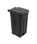 45 Gal Trash Can Black Outdoor Vented  with Wheels, Attached Lid - $50.01