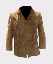 Men&#39;s Exclusive Cowboy Coat Handmade Braids &amp; Fringe Western Wear Leather Jacket - £55.30 GBP+