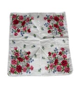 1 Vintage Cocktail Napkin Handkerchief Hankie Square 11&quot; x 11.5&quot; Floral - $25.75