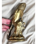 Vintage Cast Metal Yellow Brass Animal Statue Budgie Bird Parakeet Budge... - $102.00 CAD