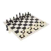Basic Board and Pieces Set - Black- Black and White Pieces and Black Vinyl Board - £25.11 GBP