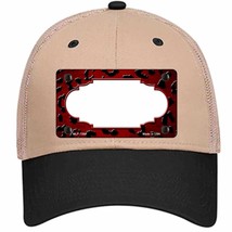 Red Black Cheetah Scallop Oil Rubbed Novelty Khaki Mesh License Plate Hat - £23.31 GBP