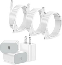 Charger Fast Charging 3Pack USB-C Wall Charger Block with 6FT USB C to Cables - £13.11 GBP
