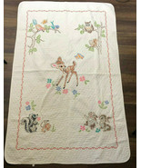 Vintage Walt Disney Bambi Quilted Nursery Crib Quilt Blanket Paragon Nee... - £52.75 GBP
