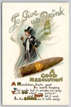 New Years To Give Up Drink Cigars A Good Resolution Dapper Man Postcard R29 - $19.95