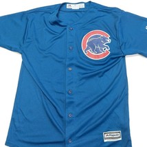 Majestic MLB Chicago Cubs Baseball Jersey Boys Youth XL (18/20) Full Button Blue - £20.81 GBP