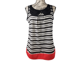 Six Degrees Of Separation Striped Multicolor Peter Pan Collar Sleeveless Top S - £18.96 GBP