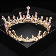 Pageant 9 Colors Blue Crystal Wedding Crown Royal Queen Tiaras Pink Red Black Ro - £21.26 GBP