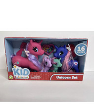 Kid Connection 16-Piece Unicorn Set Colorful Ponies Comb Brush 10 Hair Bands New - £11.21 GBP