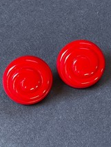 Vintage Carved Cherry Red Plastic Swirl Post Earrings for Pierced Ears – one inc - £8.88 GBP