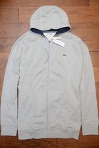 Lacoste SH1613 Men&#39;s Gray Fleece Cotton Hooded Jacket Hoodie Big &amp; Tall ... - £51.08 GBP