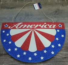 &quot;America&quot; Wall Decor Red white and Blue Glitter. Wall Hanging-Brand New-... - £11.77 GBP